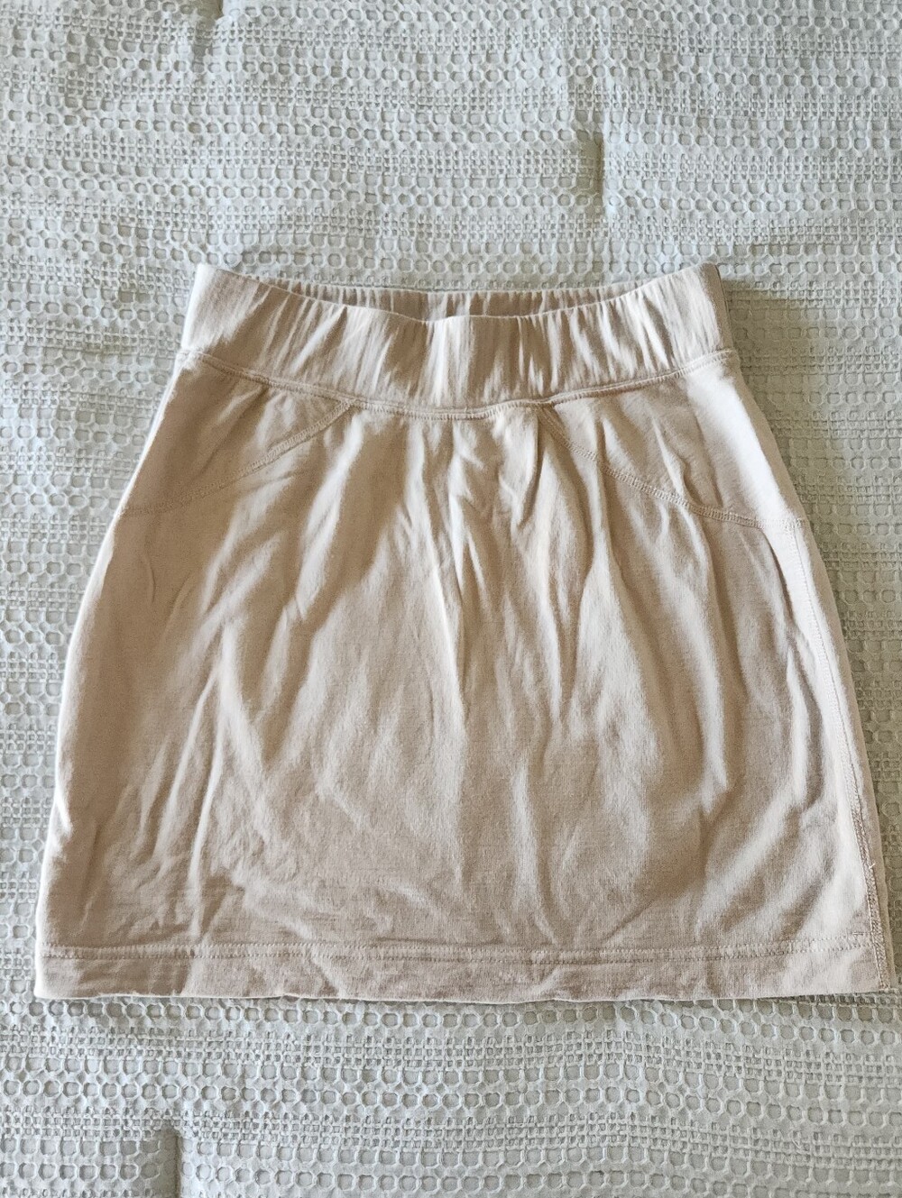 ibex Cream Khaki A-line Skirt - 100% Merino Wool Size M Responsibly Sourced